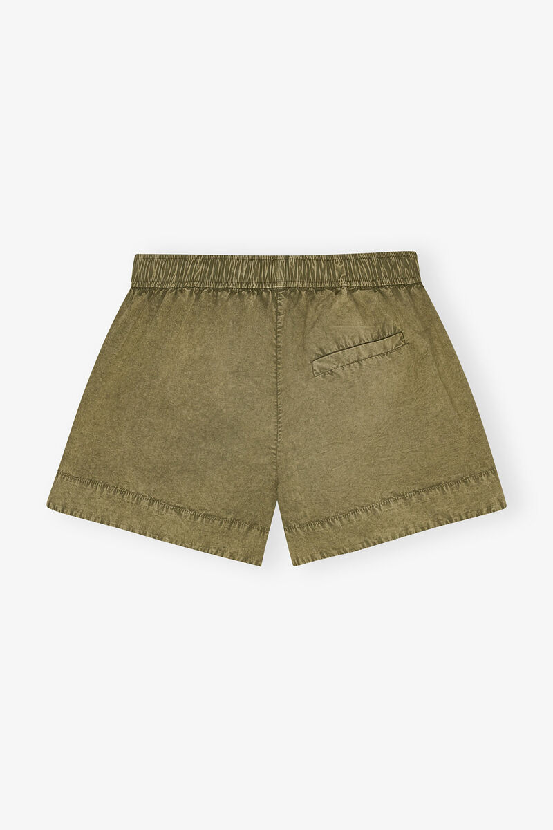 Green Washed Cotton Shorts, Elastane, in colour Boa - 2 - GANNI