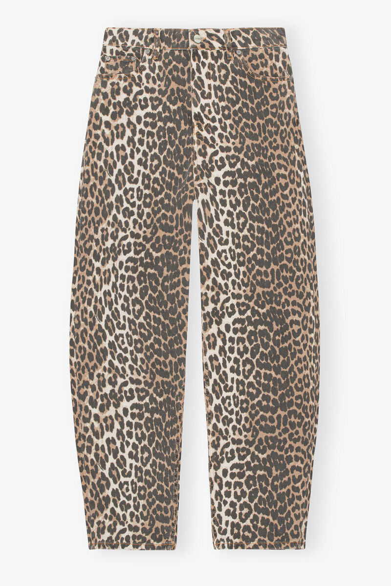 Leopard Denim Stary Jeans, Cotton, in colour Leopard - 1 - GANNI