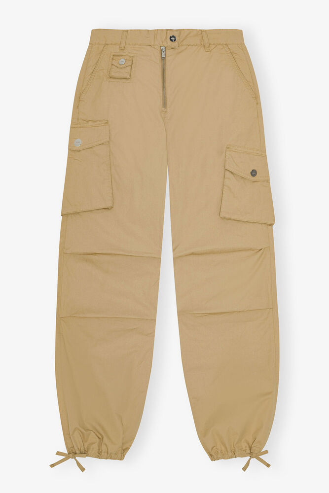Camel Washed Cotton Twill Trousers