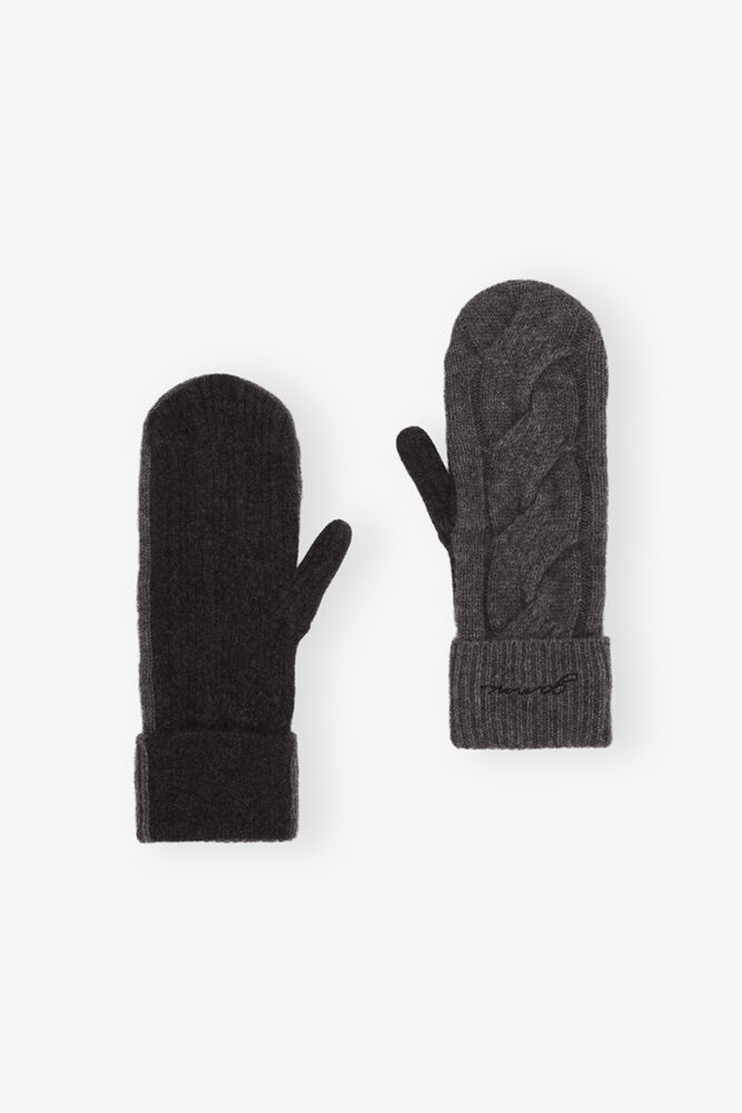 Grey and Black Cashmere Mix Fäustlinge, Phantom