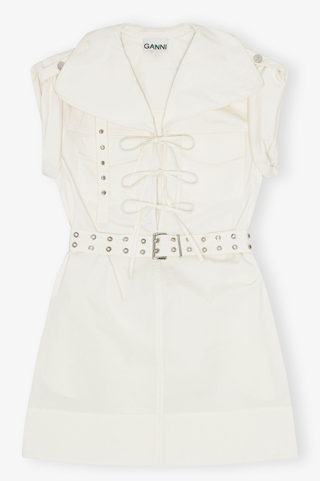 Off-White, stretchy minikjole i bomull, Elastane, in colour Egret - 1 - GANNI