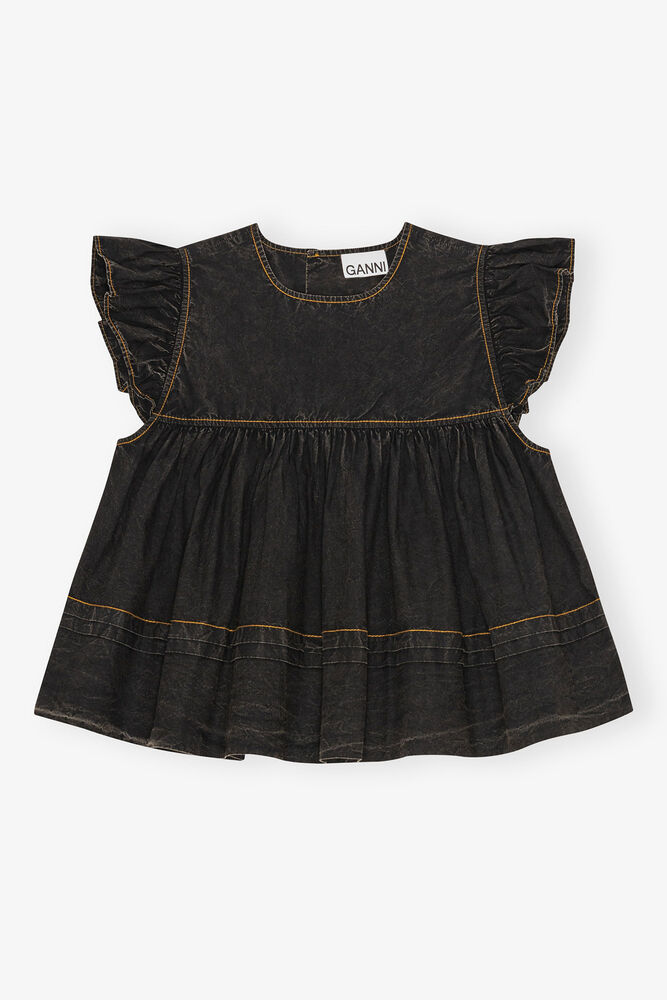 Black Washed Cotton Top