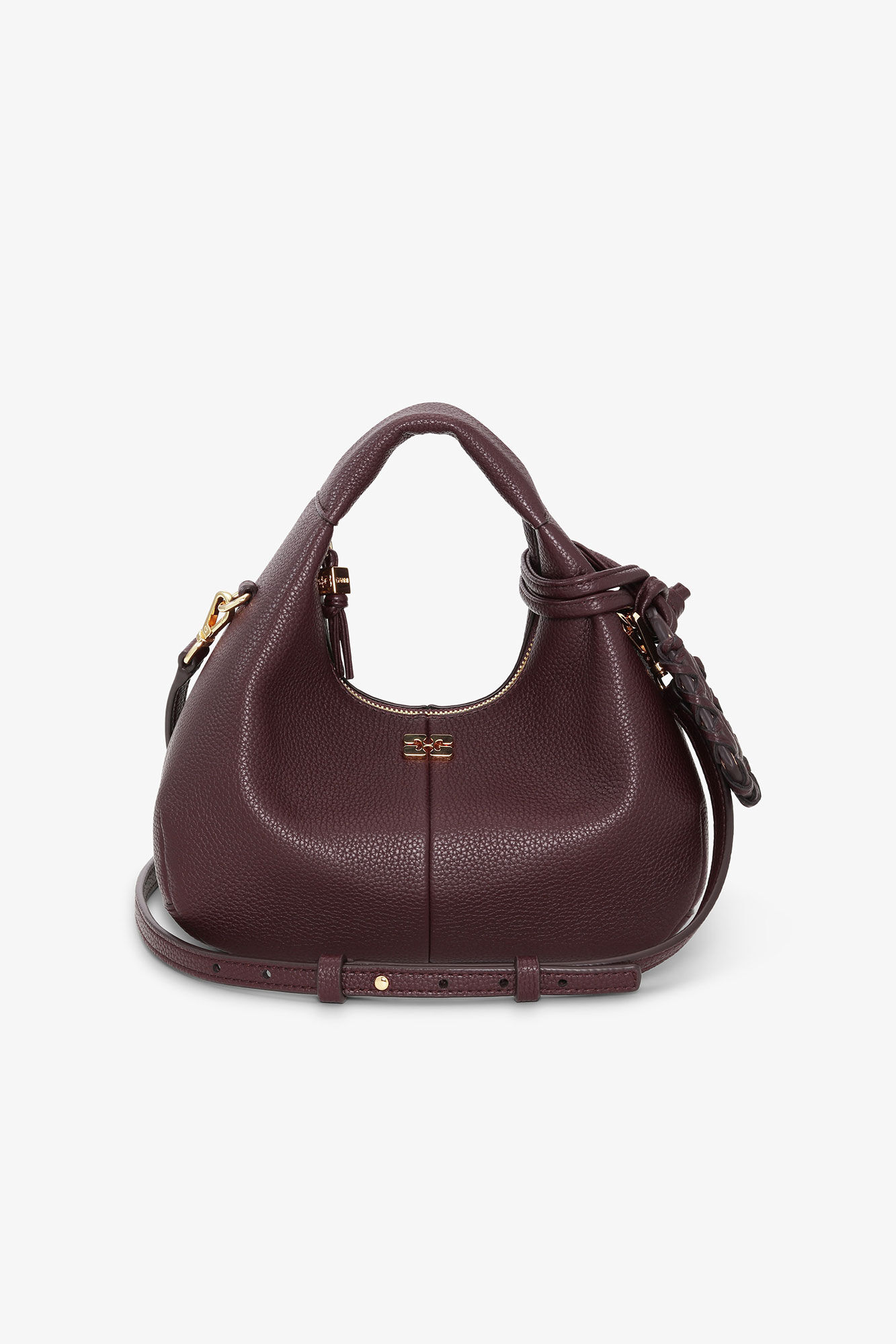 Brown Mini Hobo Bag, Polyurethane, in colour Chicory Coffee - 1 - GANNI