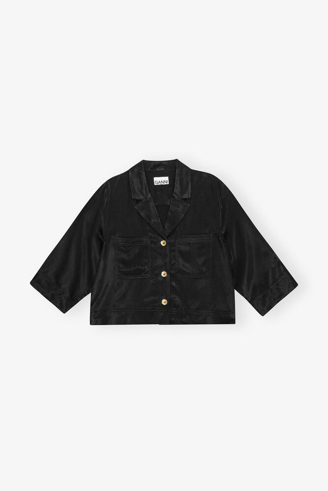 Washed Satin Crop Shirt