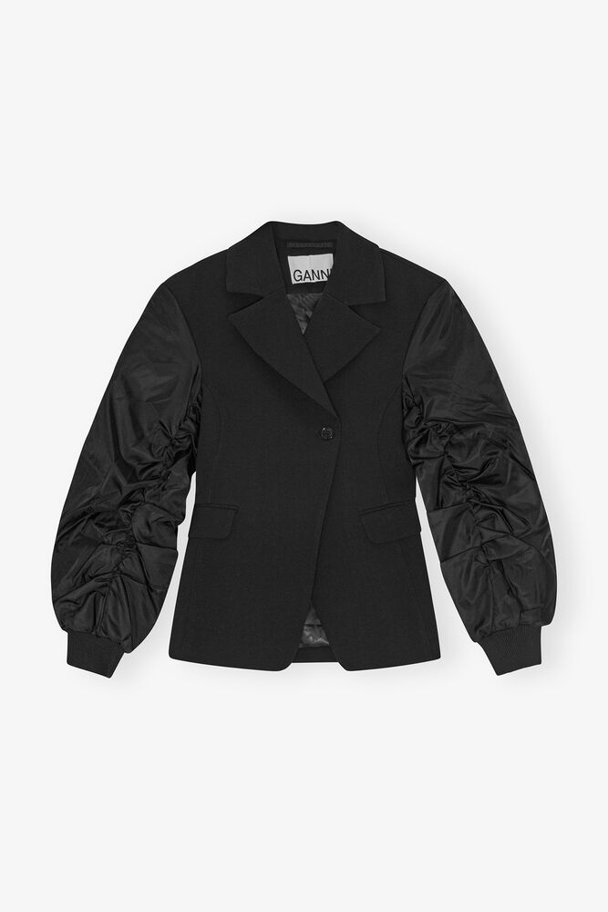 Black Bonded Crepe Mix Jacket