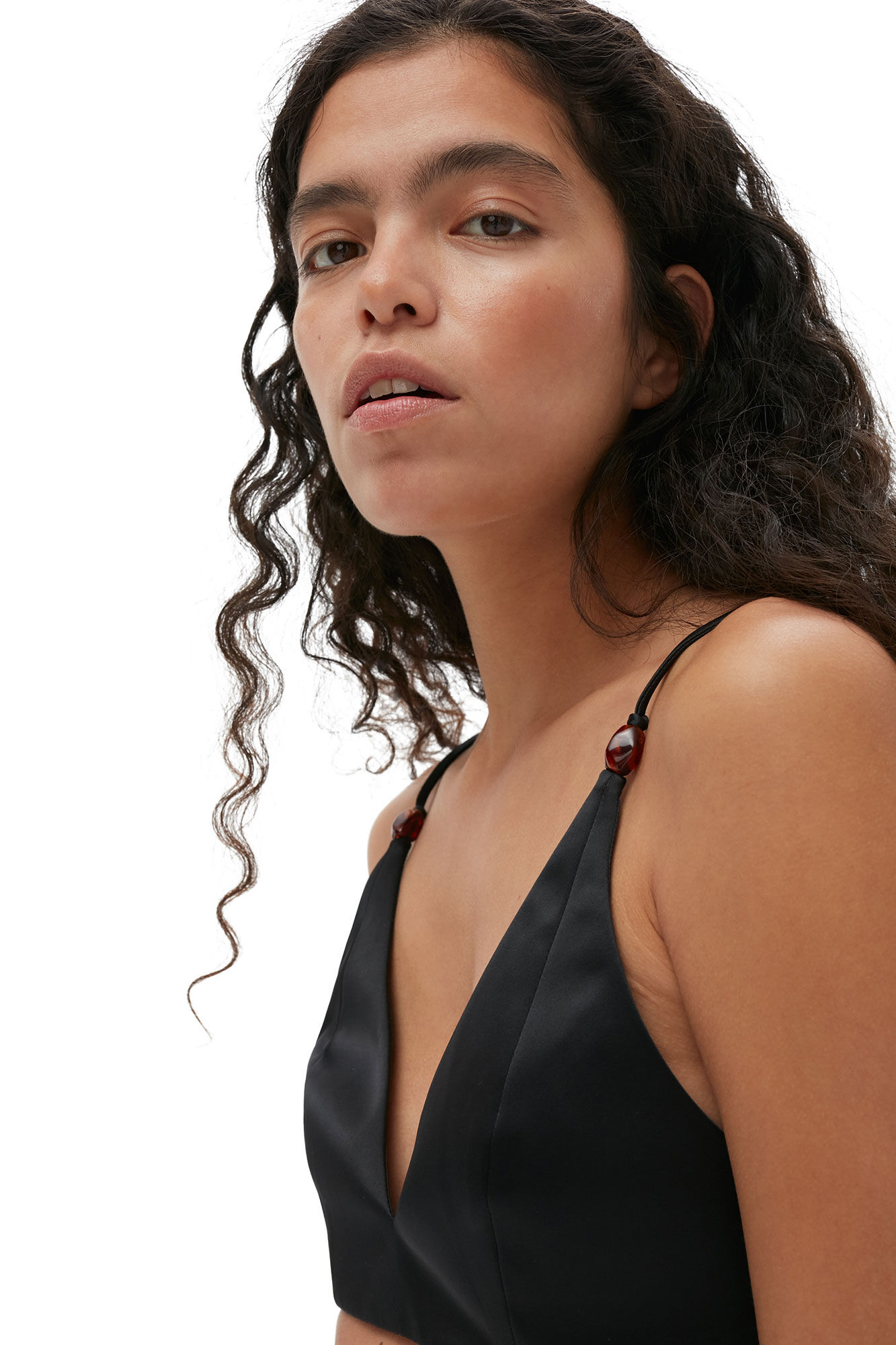 Double Satin Top, Elastane, in colour Black - 4 - GANNI