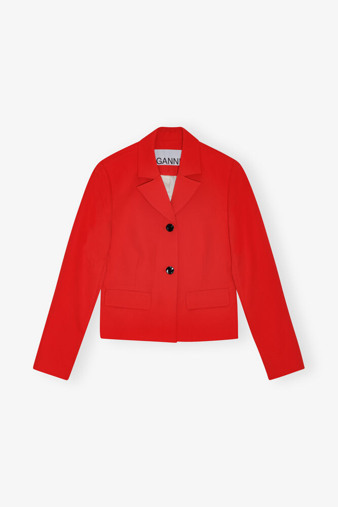 Red Twill Suiting Fitted Blazer