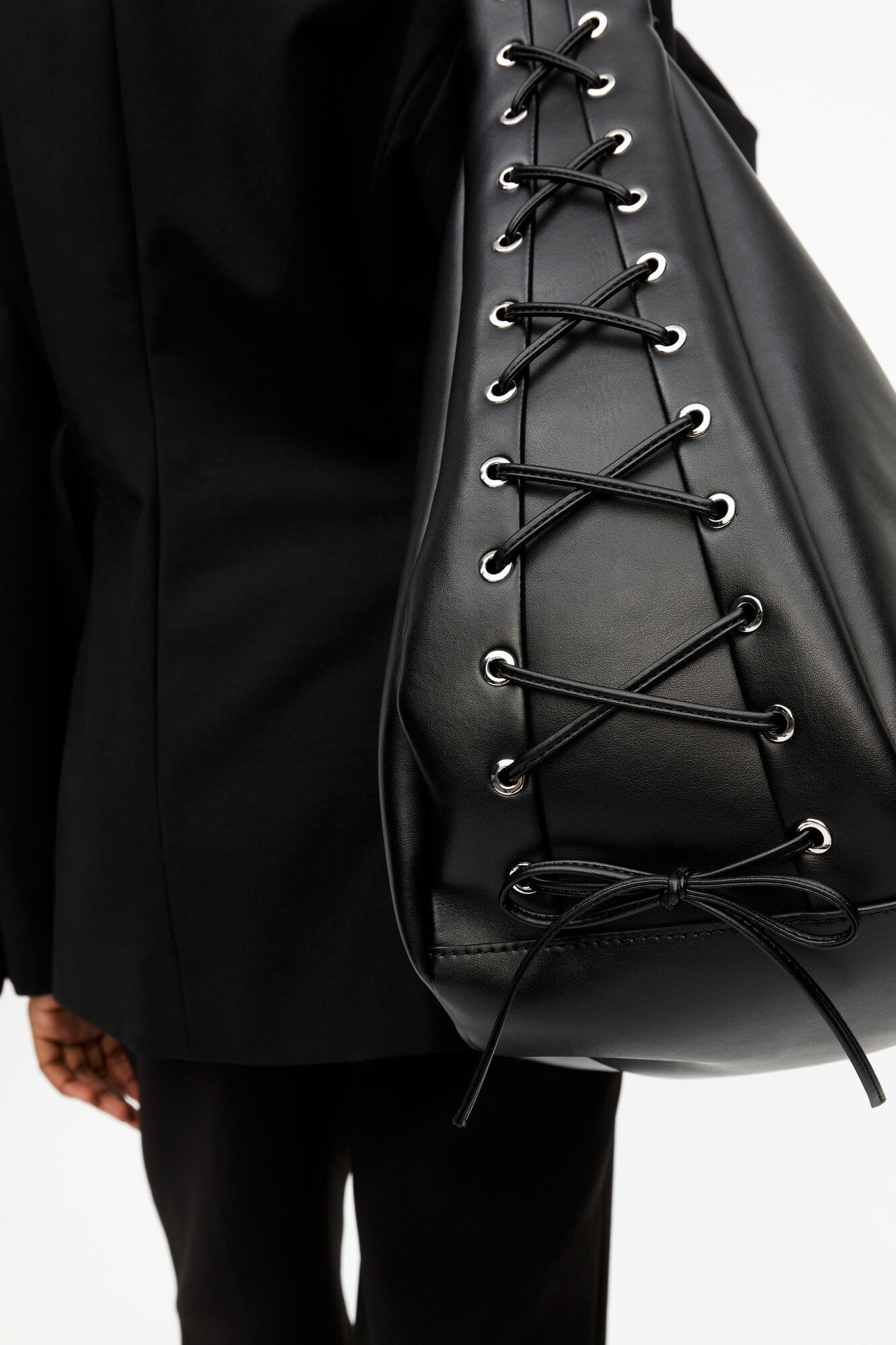 Black XXL Hobo Bag, Polyester, in colour Black - 5 - GANNI