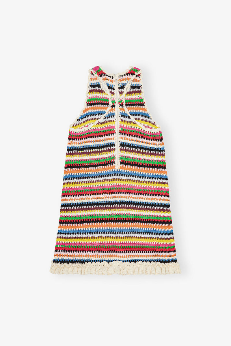 Multicolour Crochet Halterneck Dress, Cotton, in colour Multicolour - 2 - GANNI