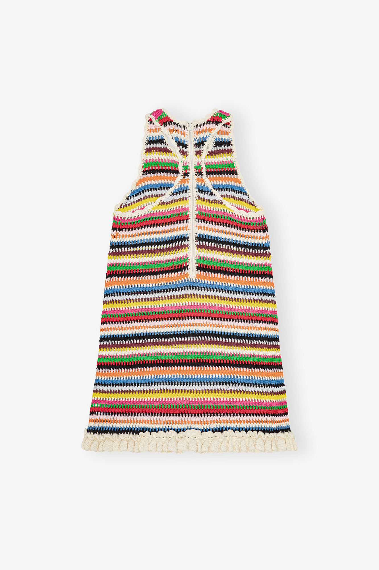 Multicolour Crochet Halterneck Dress, Cotton, in colour Multicolour - 2 - GANNI