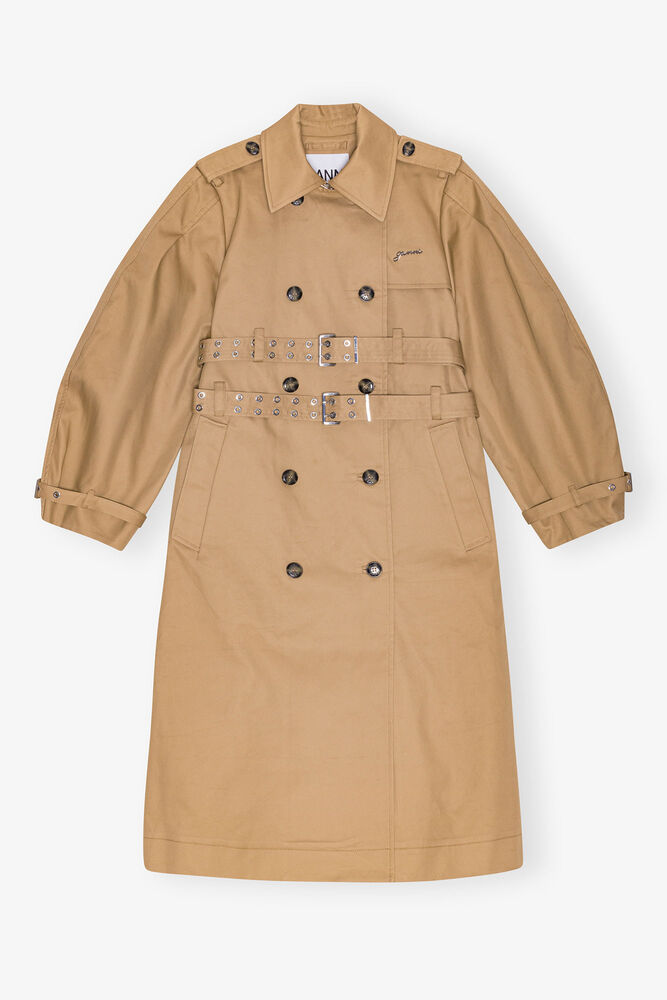Camel Bonded Cotton Trench Coat