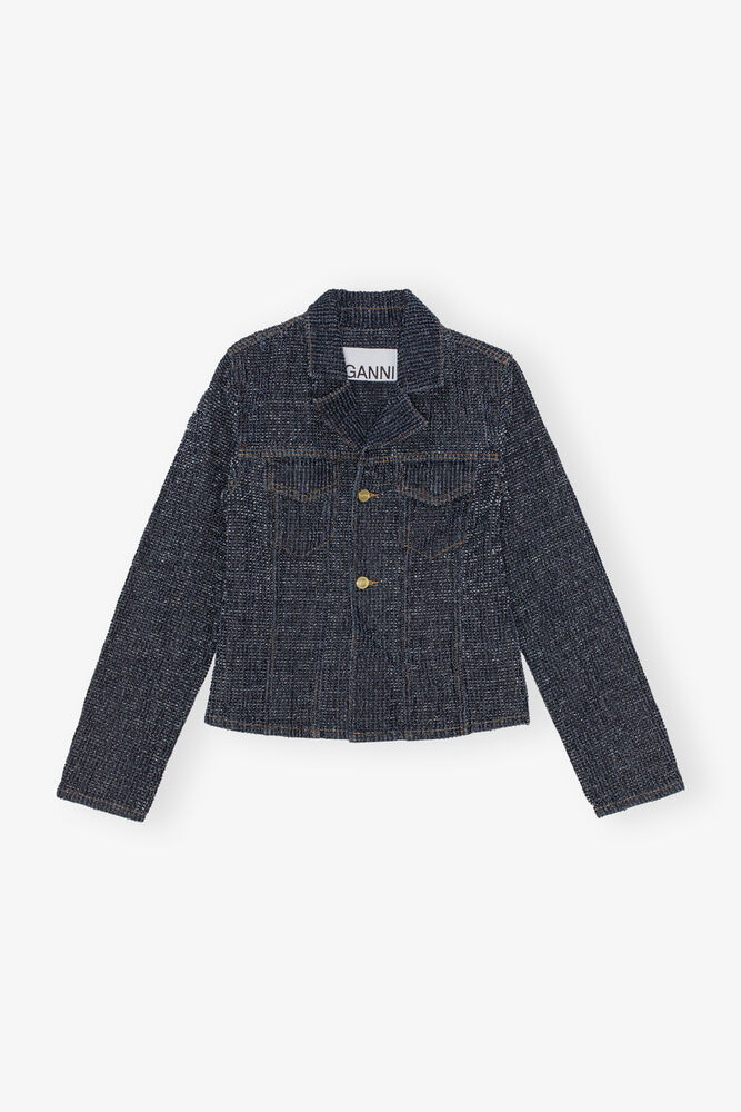 Dark Blue Textured Jacket