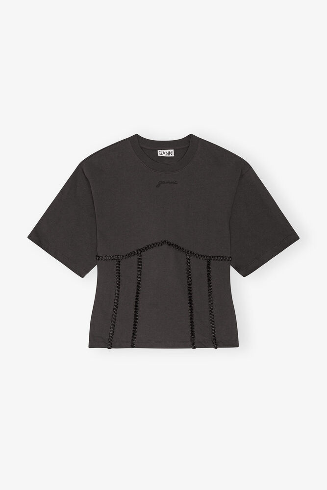 Black Cotton Tie Back T-shirt