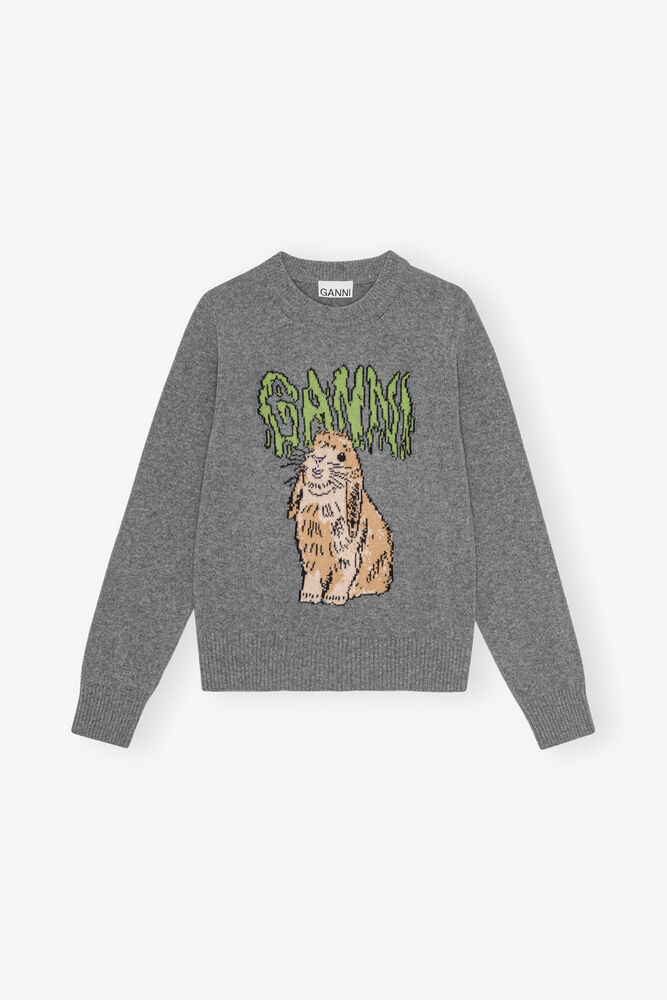 Grey Graphic Bunny Jumper
