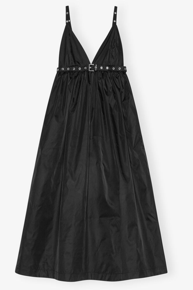 Black Duchesse Nylon Strap Dress