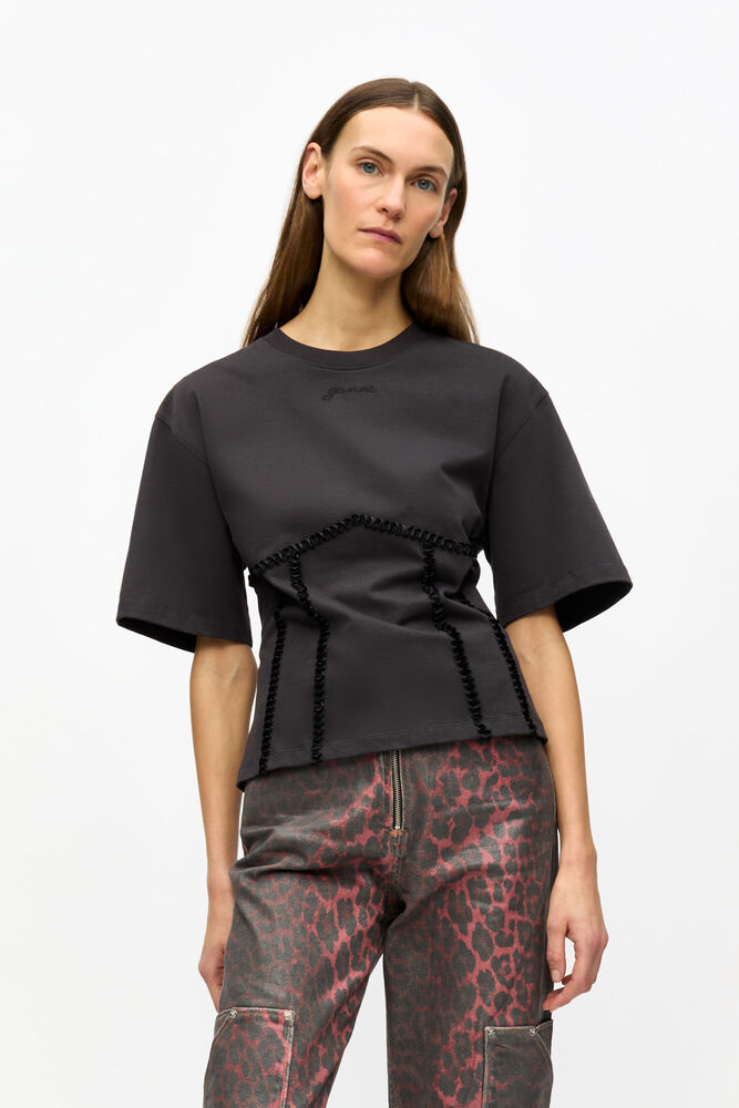 Black Cotton Tie Back T-shirt