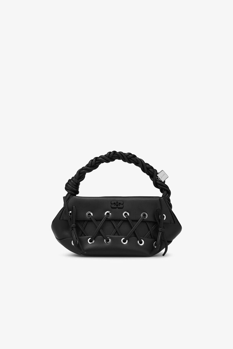 Black Mini GANNI Lace-Up Bou Bag, Polyester, in colour Black - 1 - GANNI
