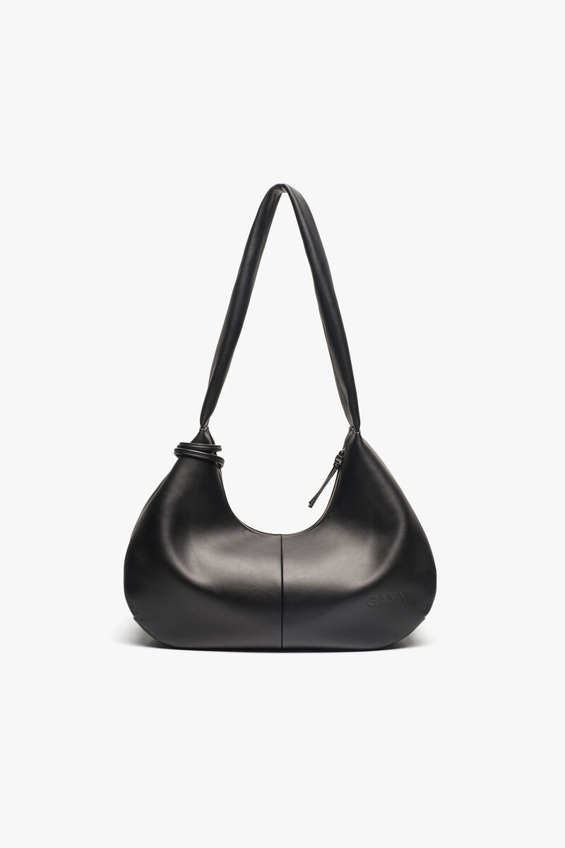 Black Medium Hobo Bag, Polyester, in colour Black - 3 - GANNI