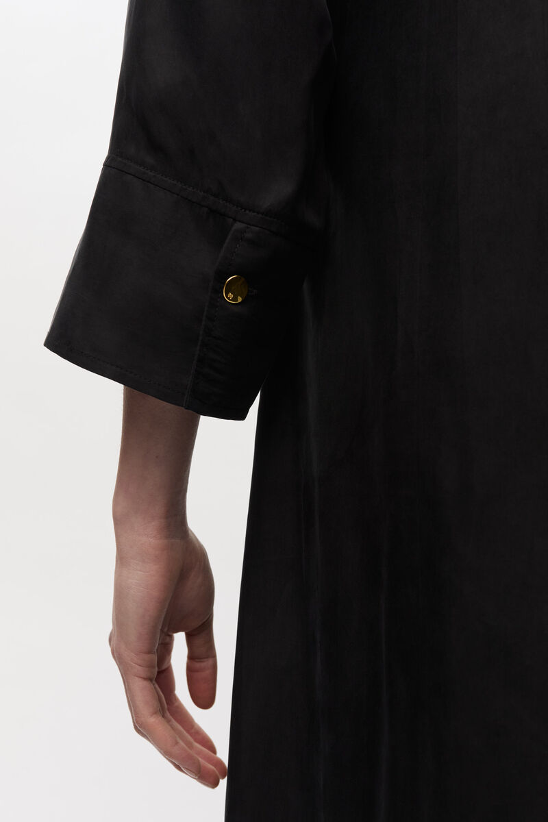 Black Fluid Cupro Maxi Dress, Cupro, in colour Black - 3 - GANNI