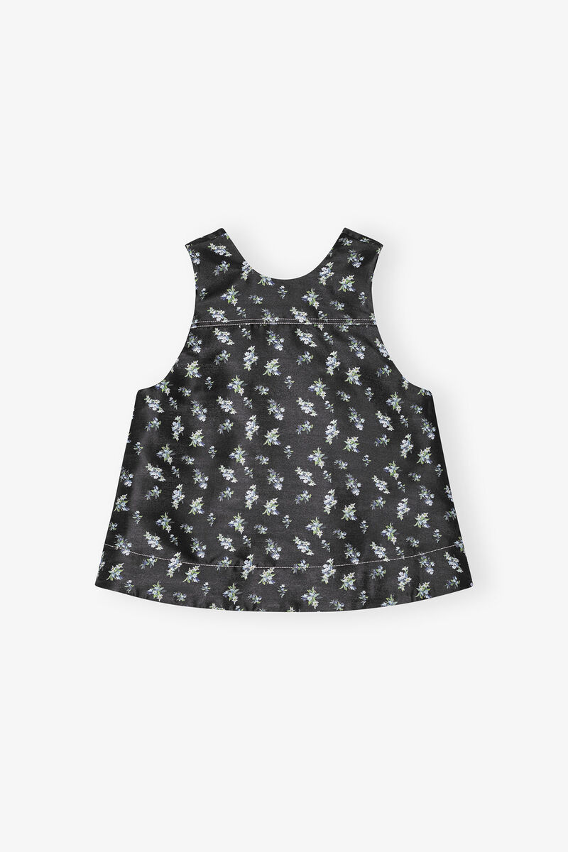 Floral Jacquard Sleeveless Top, Recycled Polyester, in colour Black - 1 - GANNI