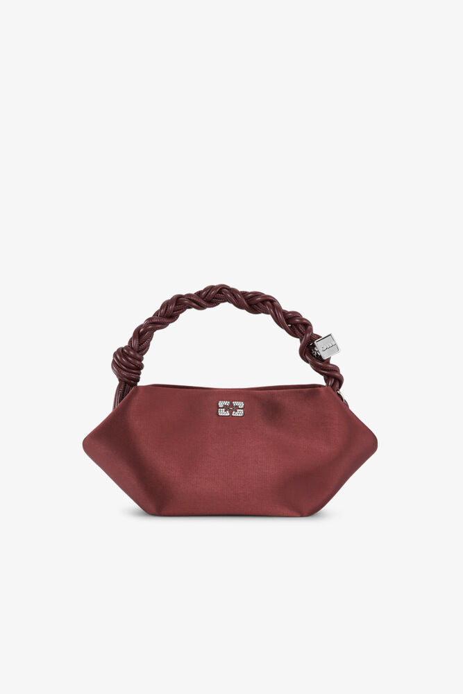 Dark Burgundy Satin Mini GANNI Bou Bag