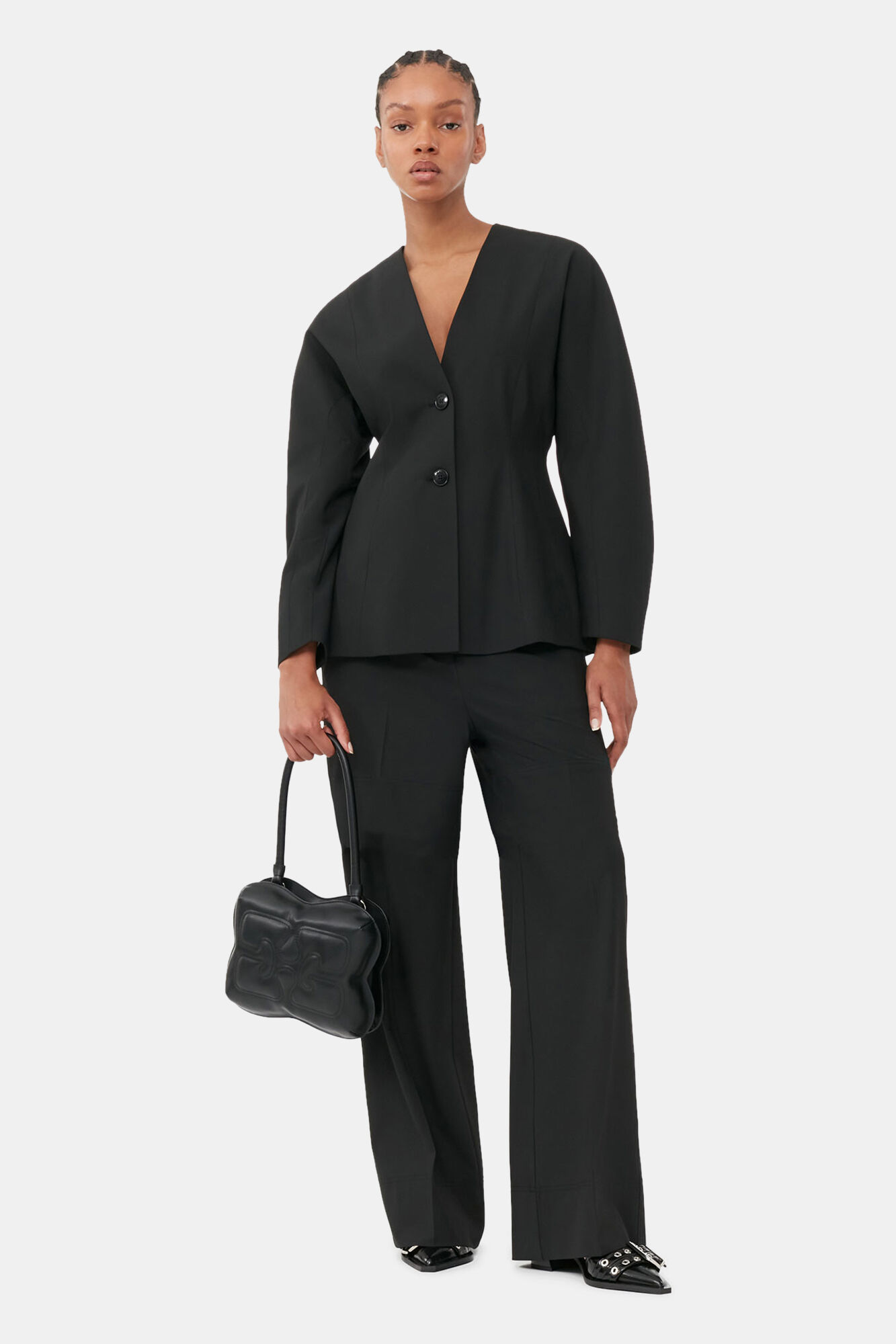 Black Butterfly Top Handle Bag, Polyester, in colour Black - 2 - GANNI