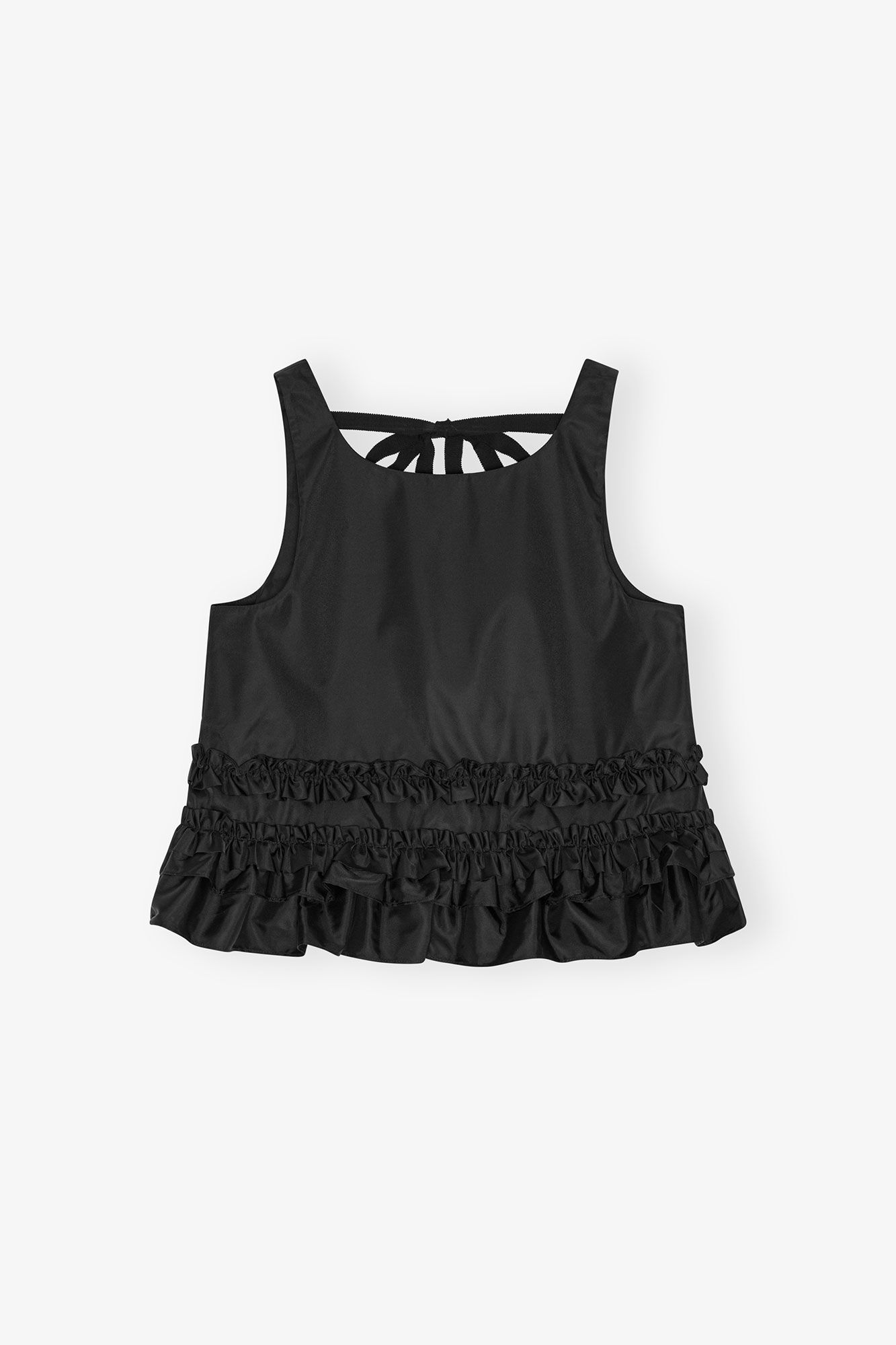 Black Duchesse Nylon Frill Top, Polyurethane, in colour Black - 1 - GANNI