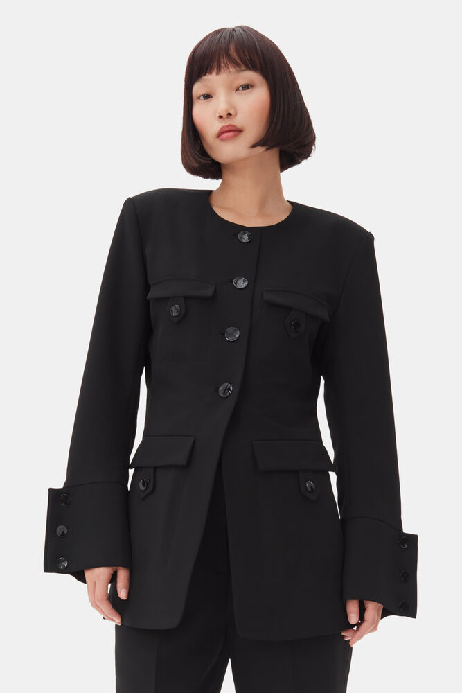 Black Suiting Fitted Blazer