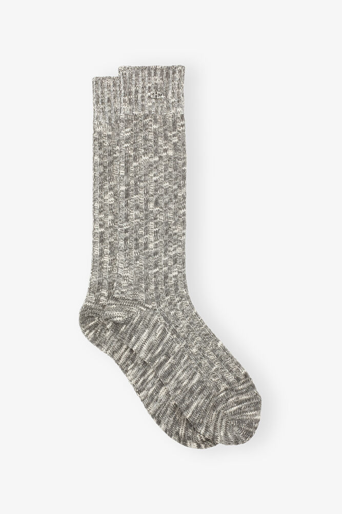 Grey Chunky Cotton Socken, Ebony Melange