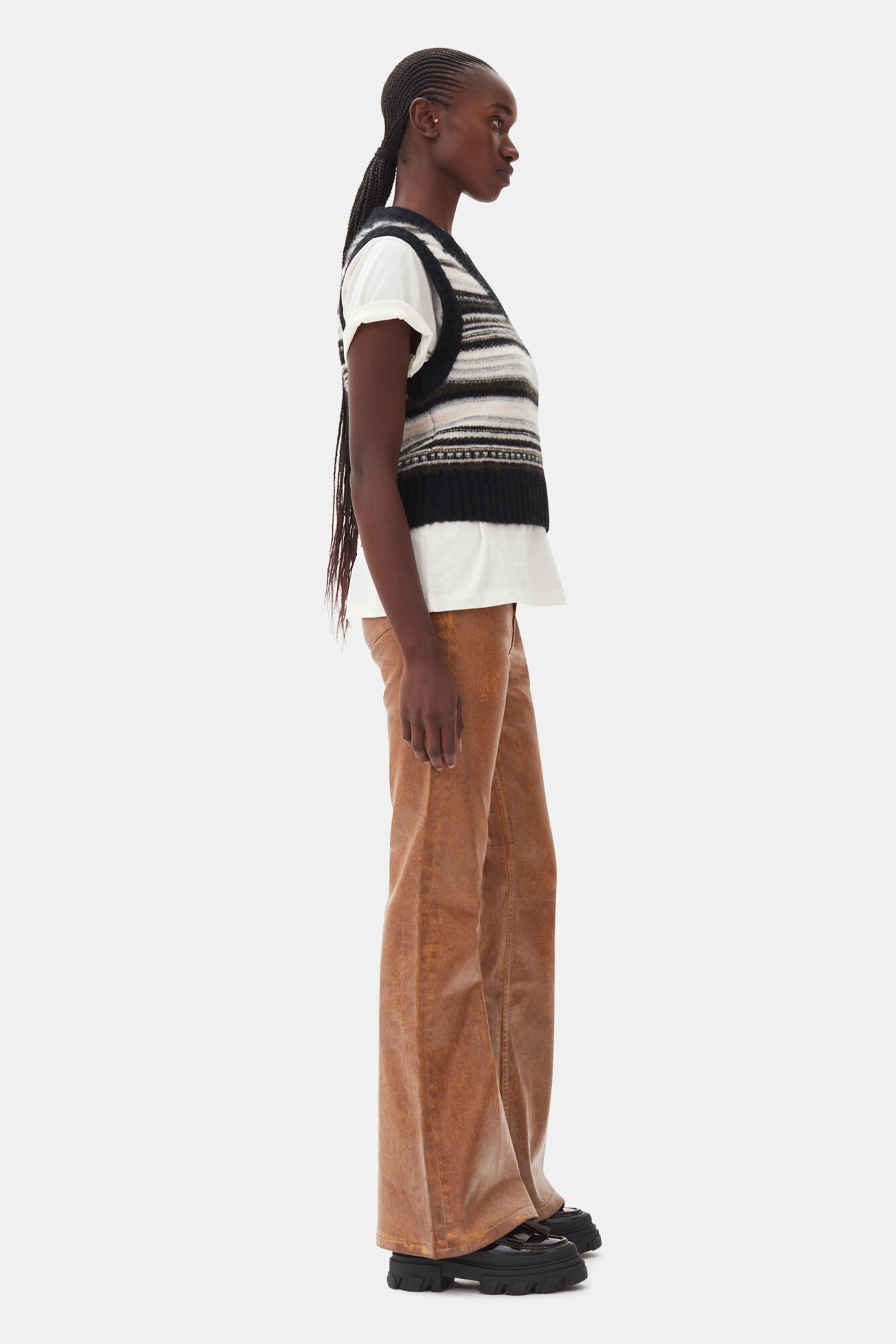 Black Stripe Vest, Alpaca, in colour Black - 3 - GANNI