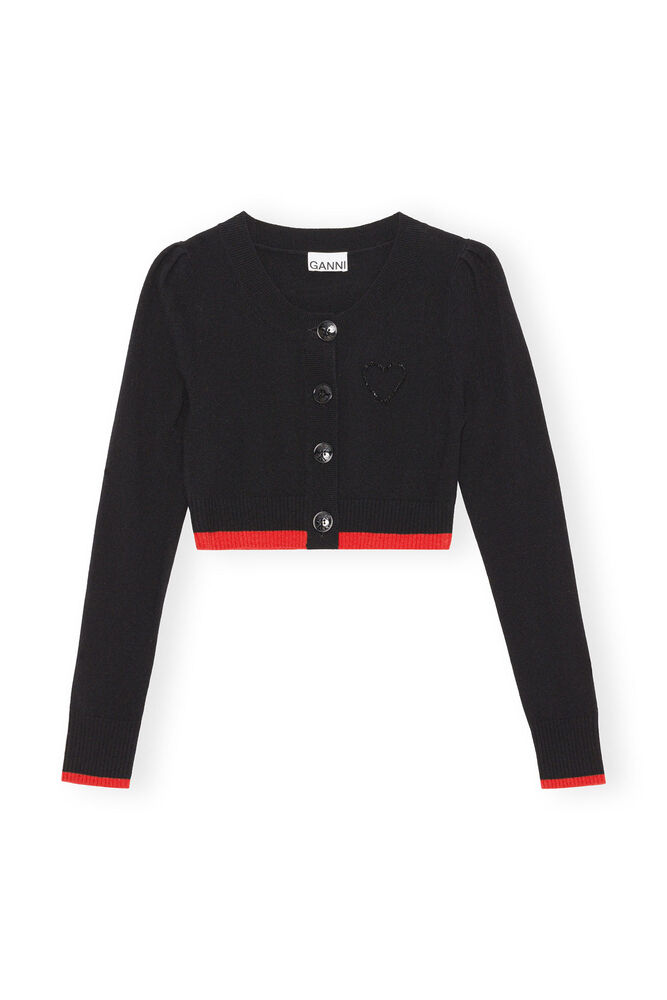 Black O-neck Cropped Cardigan