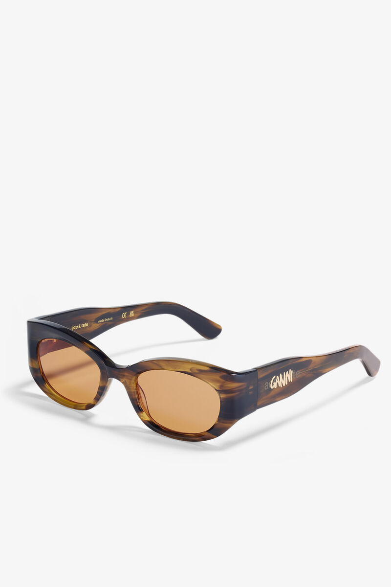 GANNI x Ace & Tate Xena Solbriller, Acetate, in colour Tobacco Brown - 3 - GANNI