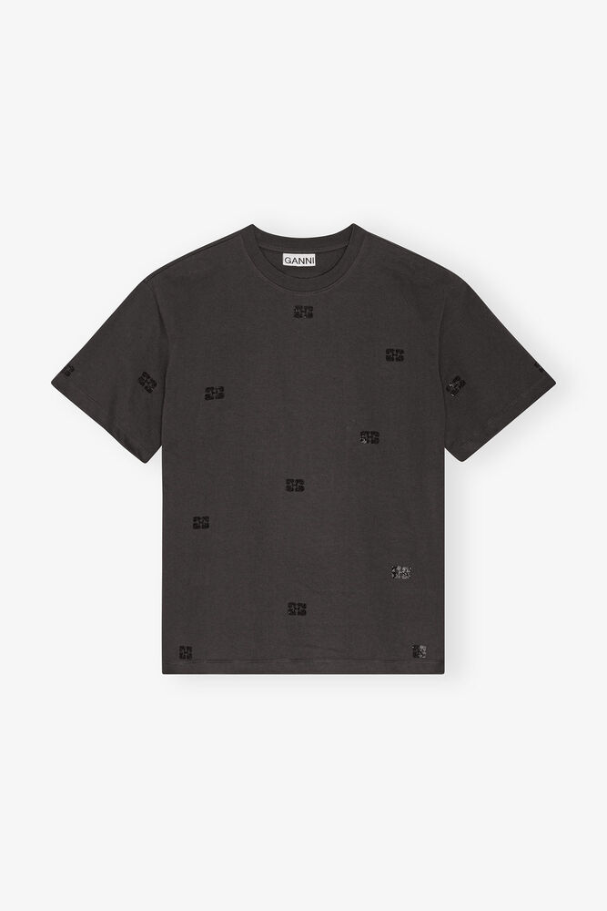 Black Cotton Rhinestone T-shirt