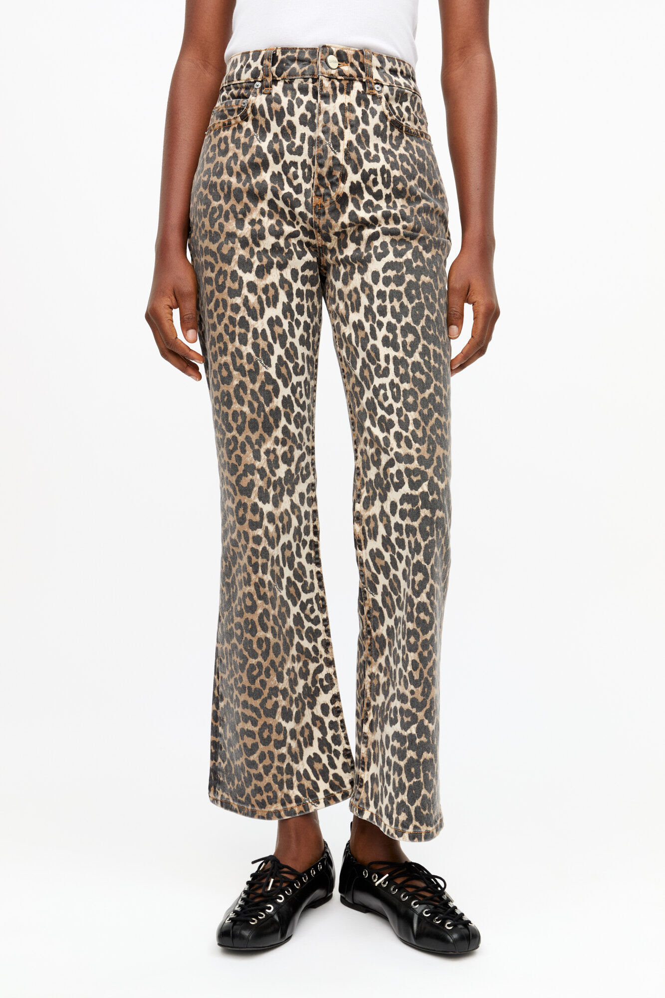 Leopard Betzy Jeans, Cotton, in colour Leopard - 2 - GANNI
