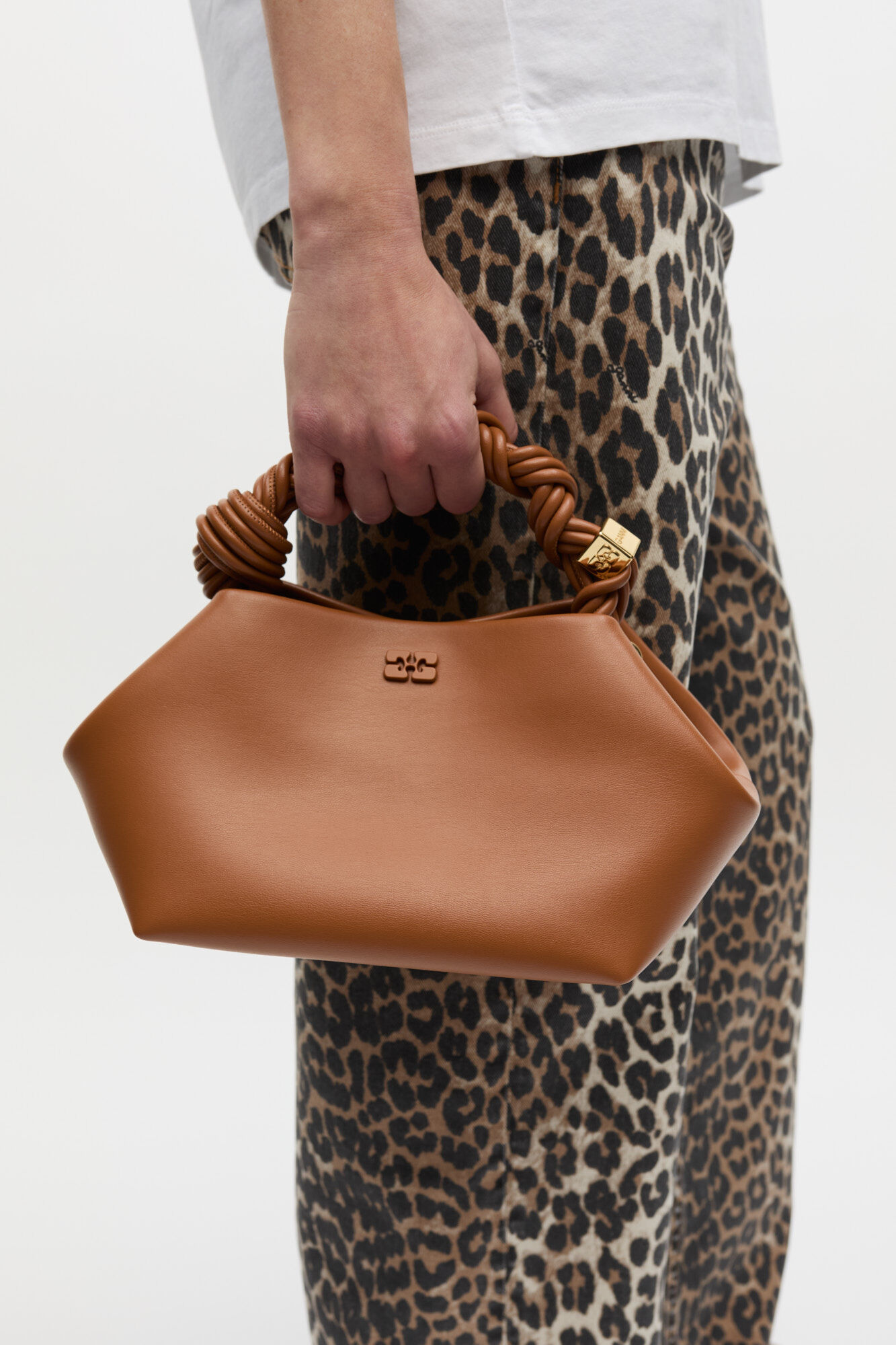 Caramel Small GANNI Bou Bag, Polyester, in colour Caramel Café - 2 - GANNI