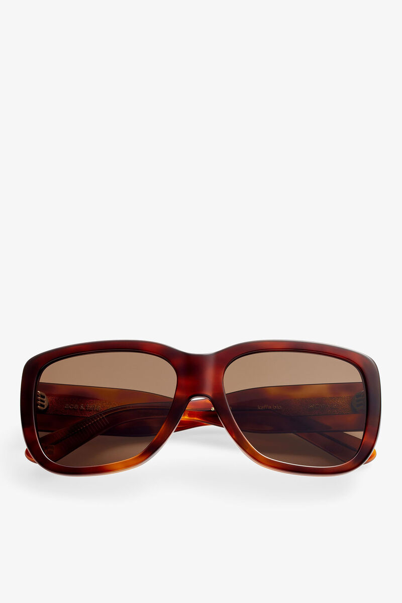GANNI x Ace & Tate Antonio solglasögon, Acetate, in colour Tiger's Eye - 1 - GANNI