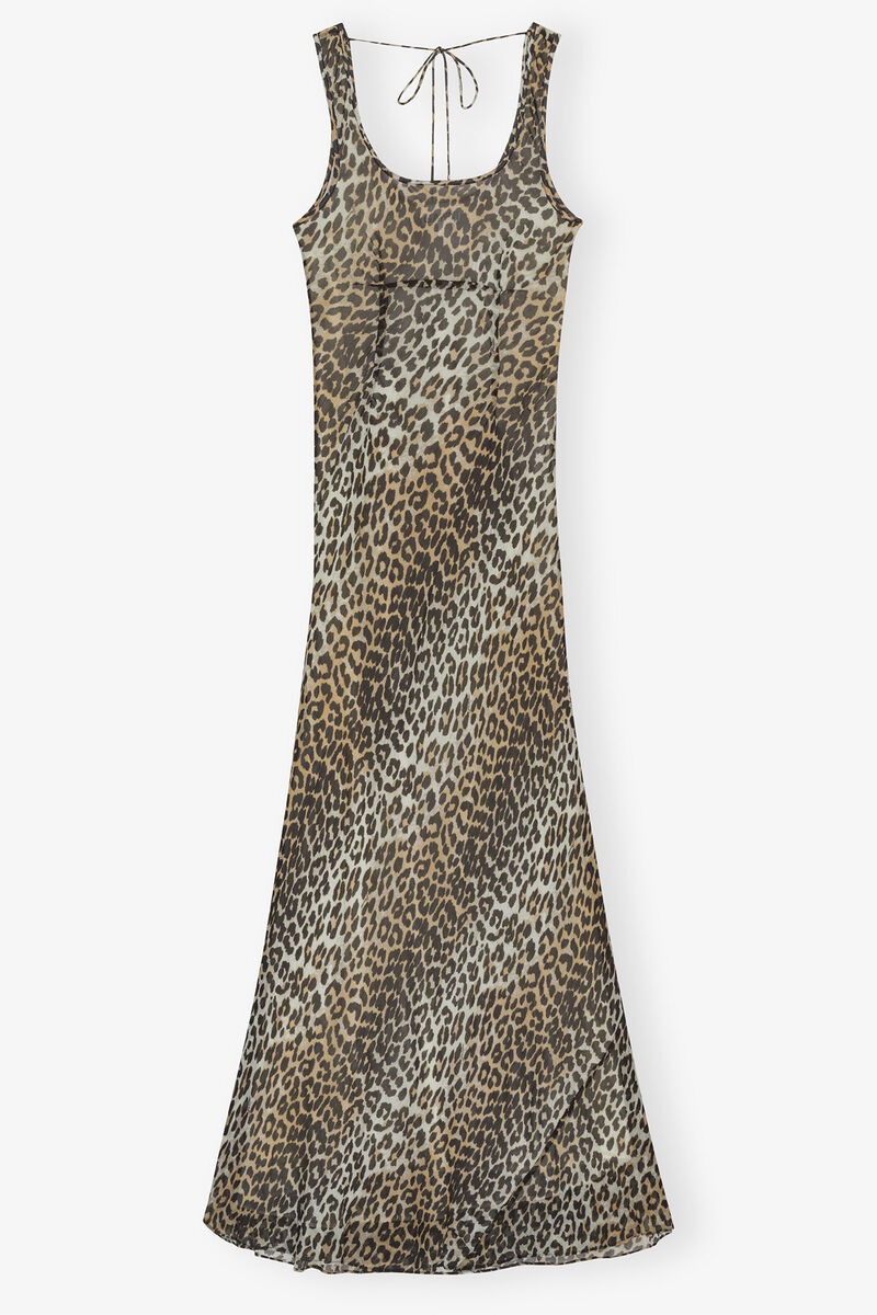 Leopard Print Maxi Dress, Viscose, in colour Leopard - 1 - GANNI