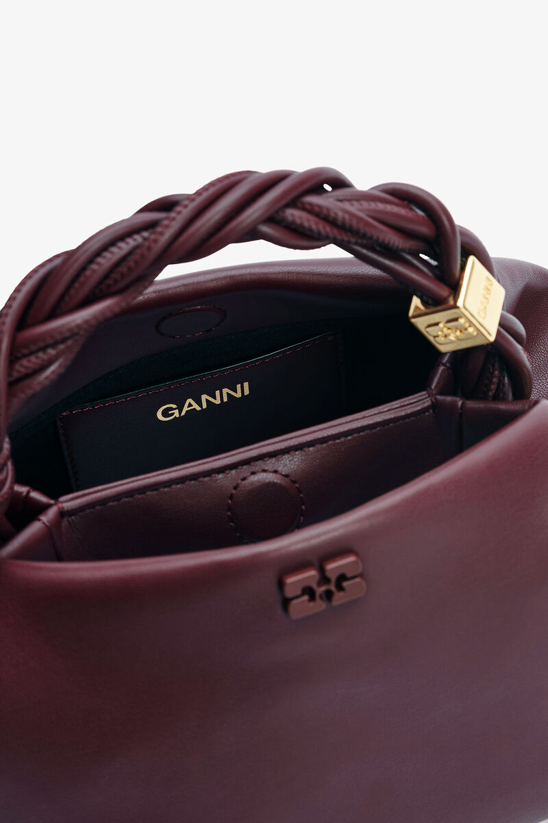 Burgundy Small GANNI Bou Bag, Polyester, in colour Burgundy - 3 - GANNI