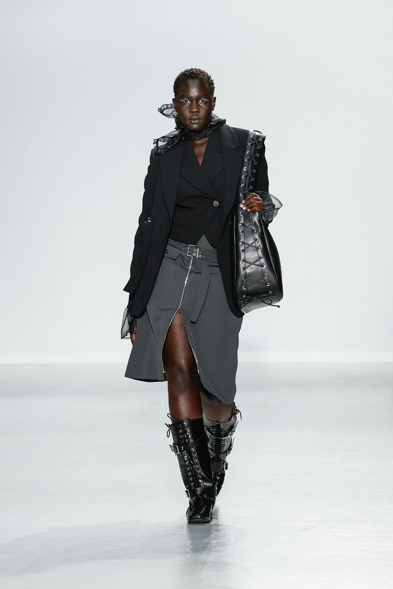 Black Bonded Crepe Blazer, Recycled Polyester, in colour Black - 6 - GANNI