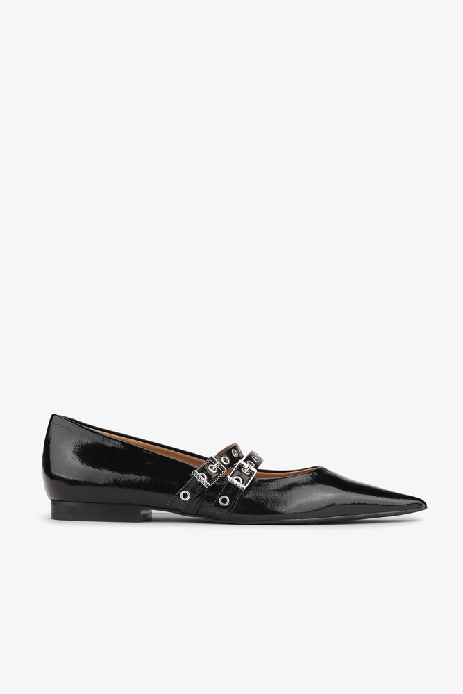 Black Eyelets Ballerinas