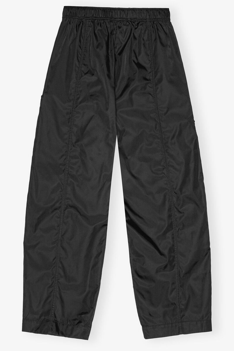 Black Nylon Elasticated Trousers, Polyurethane, in colour Black - 2 - GANNI