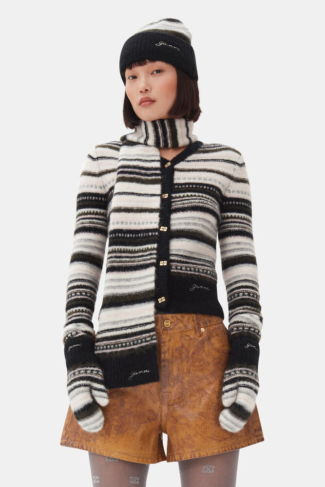 Black Striped Soft Wool Beanie