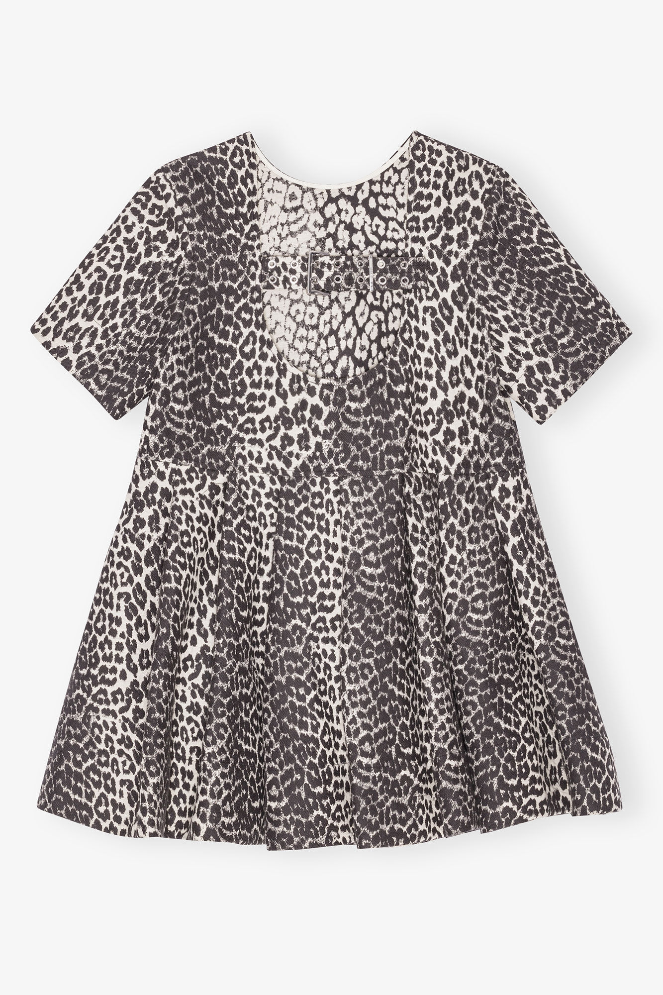 Leopard Cotton Tweed Mini Dress, Cotton, in colour Leopard - 2 - GANNI