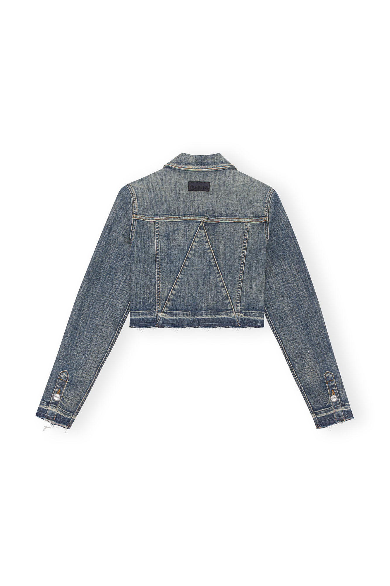 Tint Edge Denim Cropped Jacket, Elastane, in colour Tint Wash - 2 - GANNI