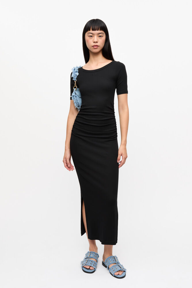 Black Soft Cotton Rib Dress