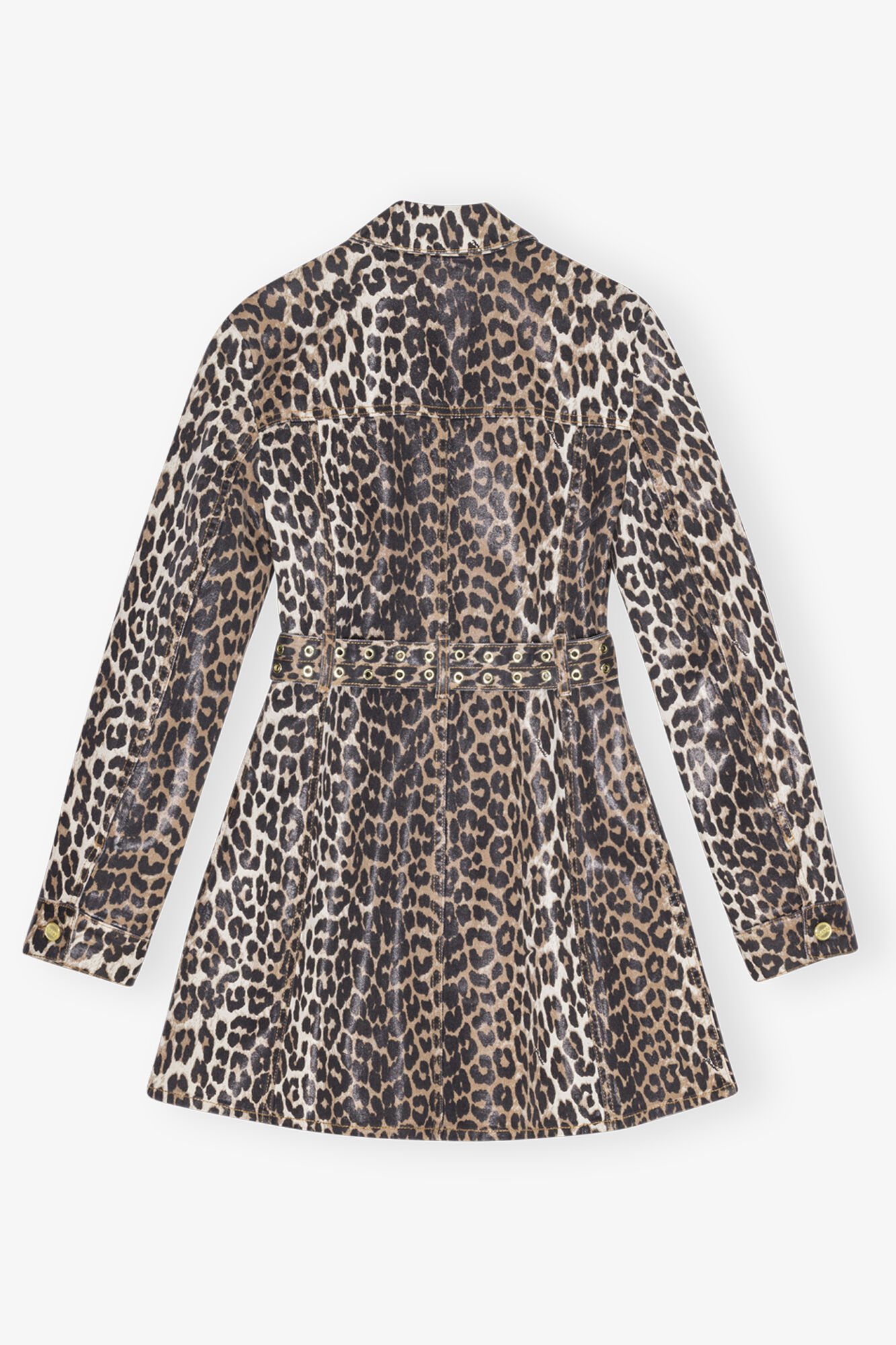 Leopard Foil Mini Dress, Cotton, in colour Leopard - 2 - GANNI