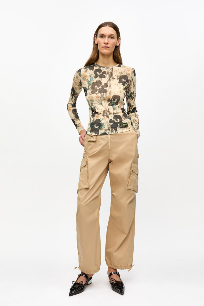 Camel Washed Cotton Twill Trousers