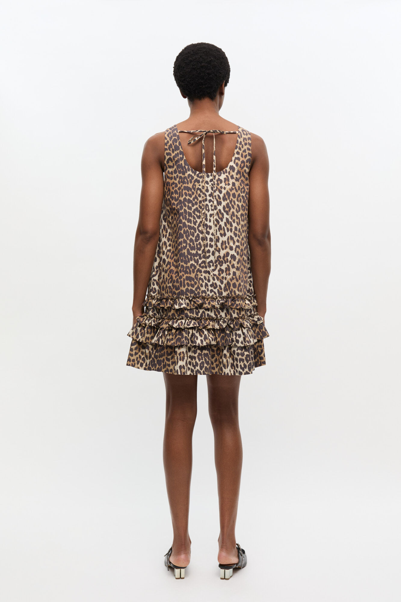 Leopard Cotton Poplin Mini Dress, Cotton, in colour Leopard - 2 - GANNI
