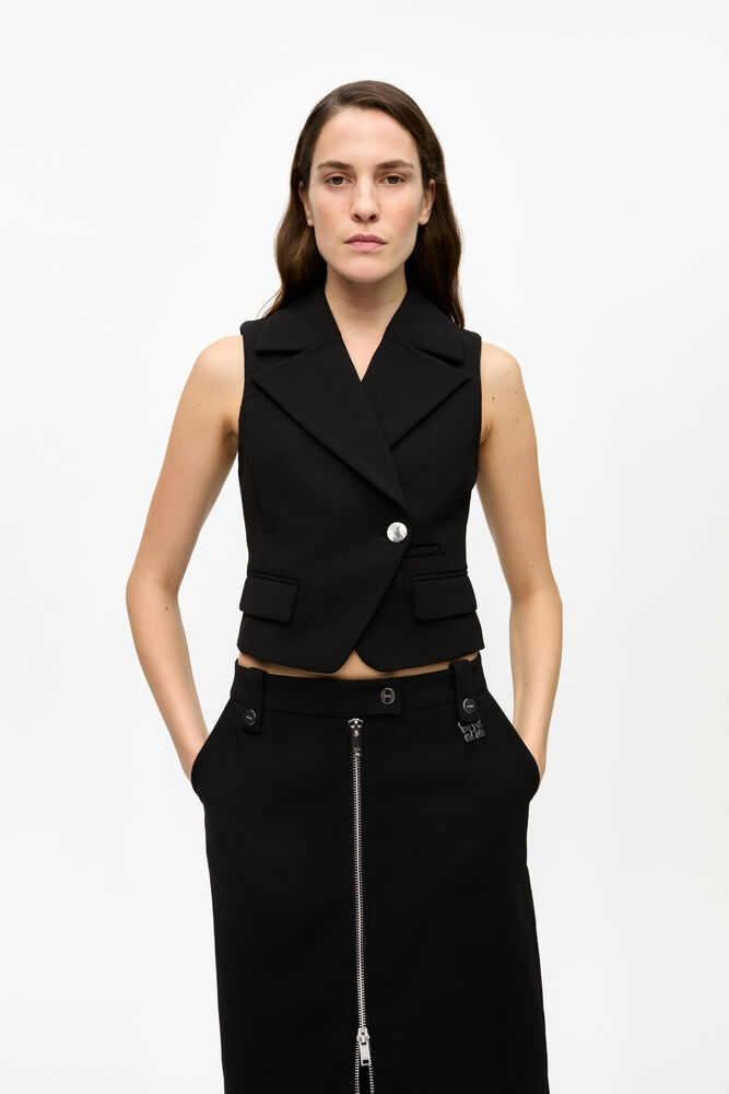 Black Bonded Crepe Vest