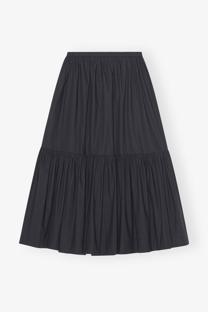 Cotton Poplin Maxi Flounce Skirt